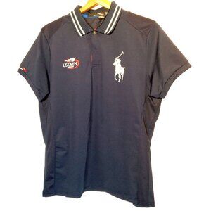 Ralph Lauren RLX Polo Shirt Women XL US Open 2013 Tennis Blue Performance